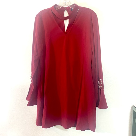 Crimson skater dress w/choker & v-neck, Gorgeous! Sz M - Picture 10 of 16